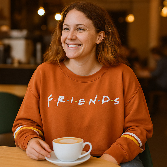 Love Tribe Tops - 🧡 FRIENDS Love Tribe Sweatshirt Womens XLARGE Sporty Cropped Orange Fall Coffee